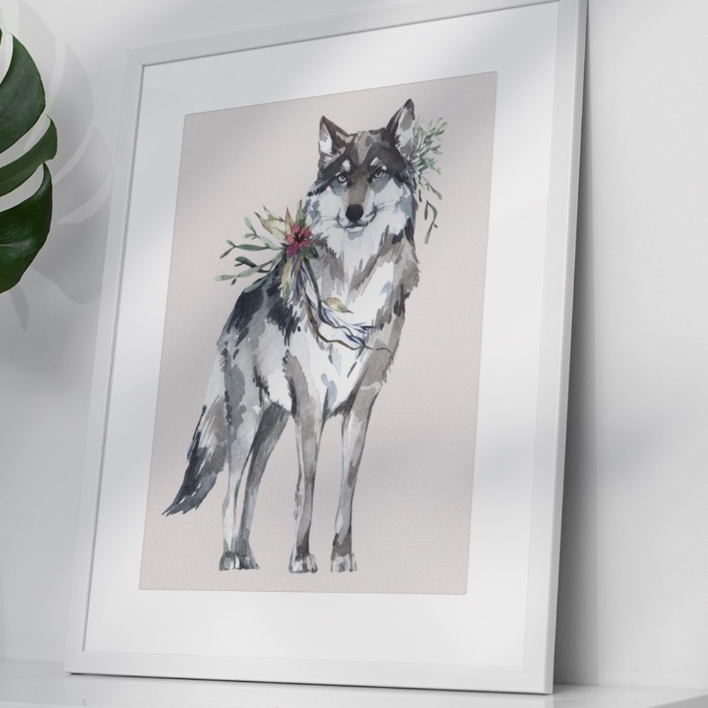 Wall Art Watercolor Wolf Portrait Illustration Print Poster Unframed - Picture 4 of 16